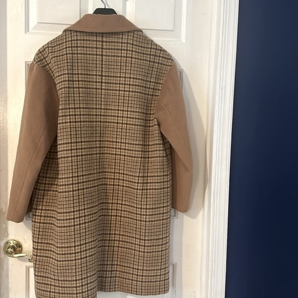 Women’s Mural Plaid Longline Coat Jacket Wool
Blend Brown Size Small - Picture 9 of 13
